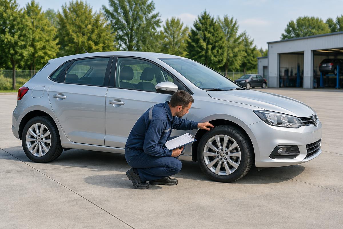 Inspecția unei mașini second-hand într-un atelier auto